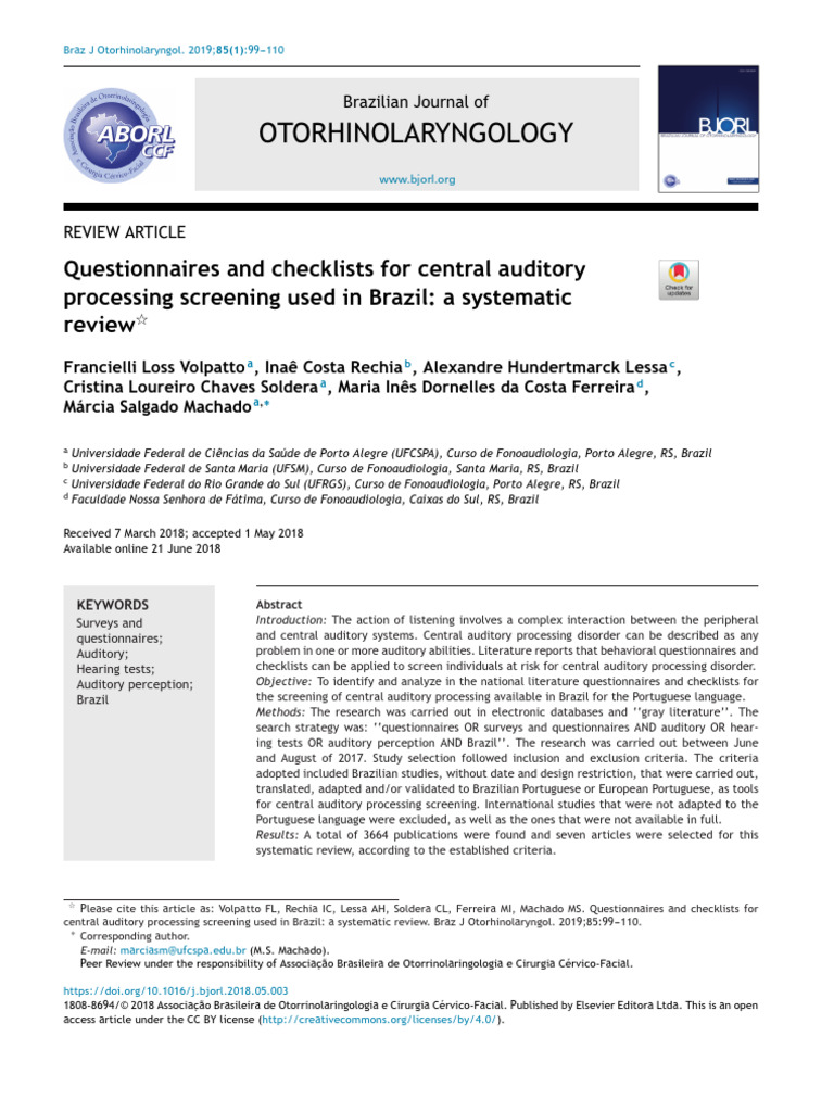 Central Auditory Processing Screening in Brazil | PDF