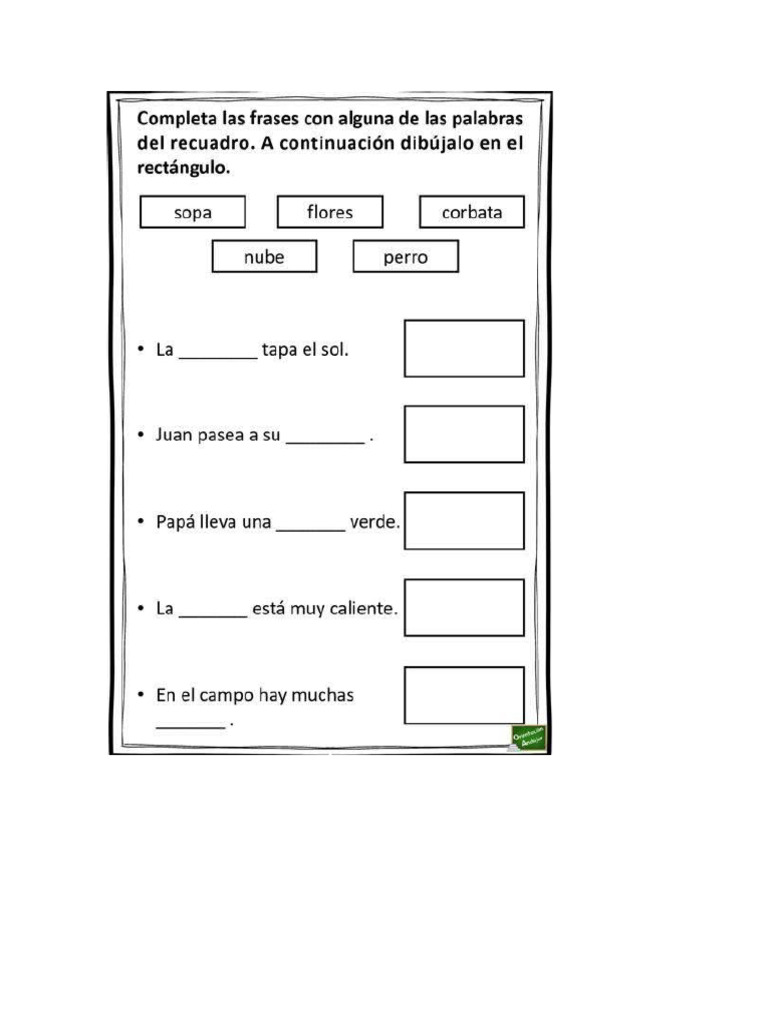 Ejercicios De Oraciones Pdf
