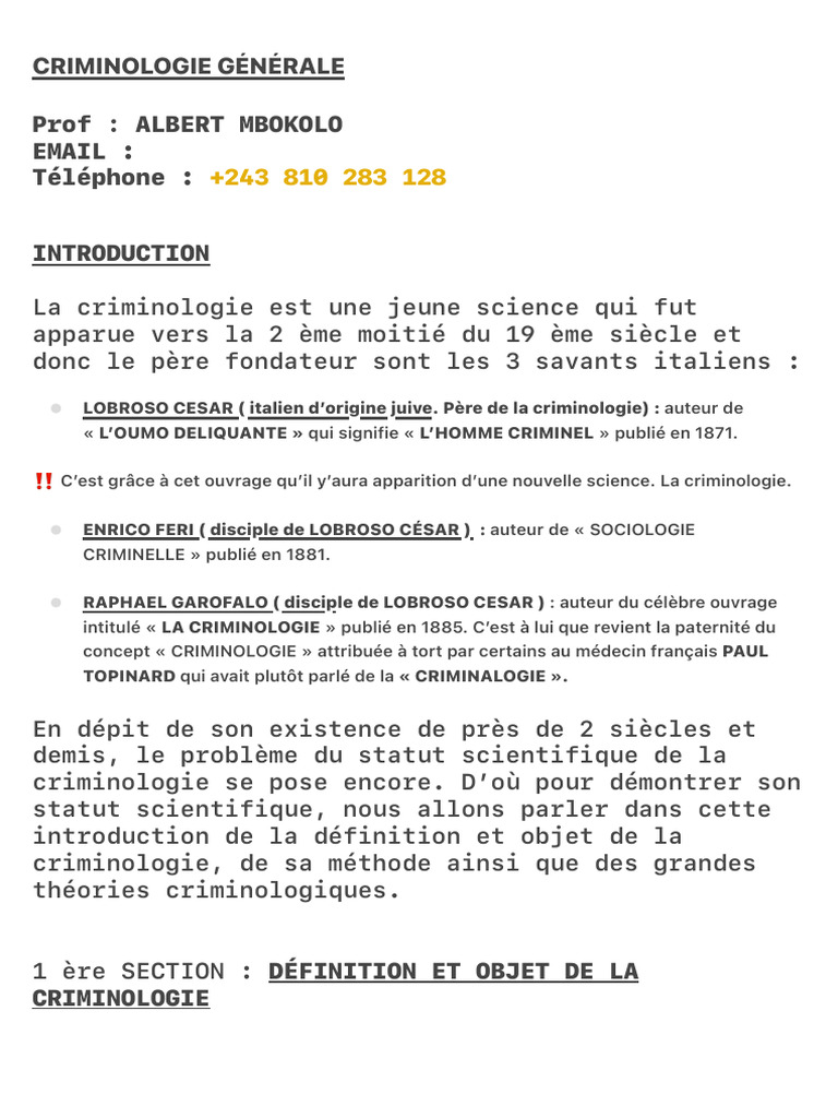Définition et enjeux de la criminologie | PDF | Criminologie | Crimes