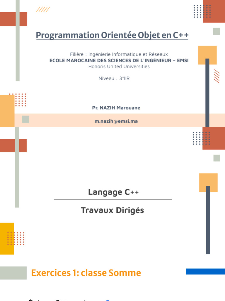Exercices de POO en C++ corrigés | PDF | C ++ | Informatique