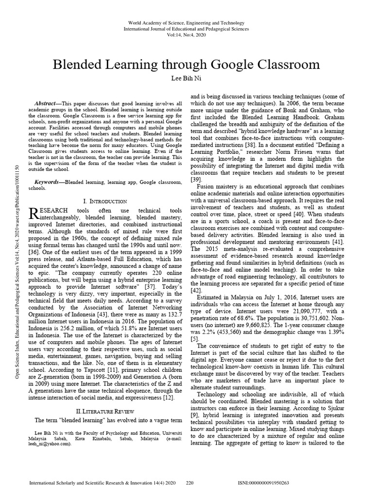 Blended Learning Through Google Classroo | PDF | Educational Technology ...