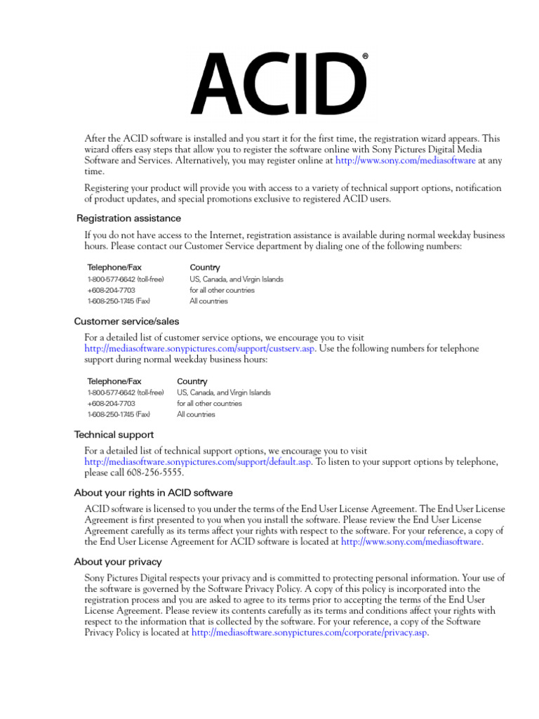 ACID5 Manual | PDF | Copyright | Trademark
