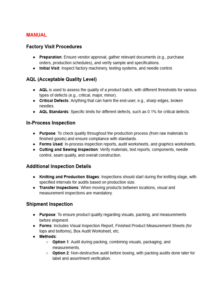 Defect Inspection and Quality Control Guide | PDF | Audit | Quality ...