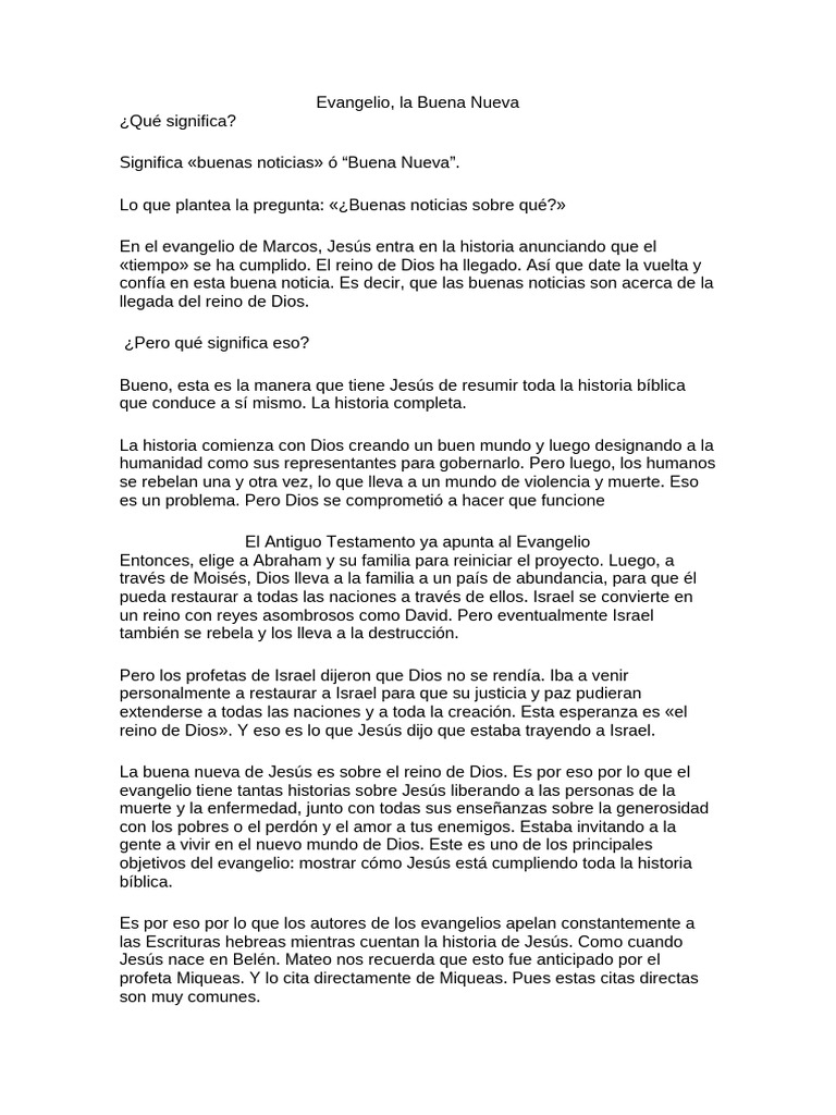 La Buena Nueva: El Reino de Dios en los Evangelios | PDF | Jesús ...