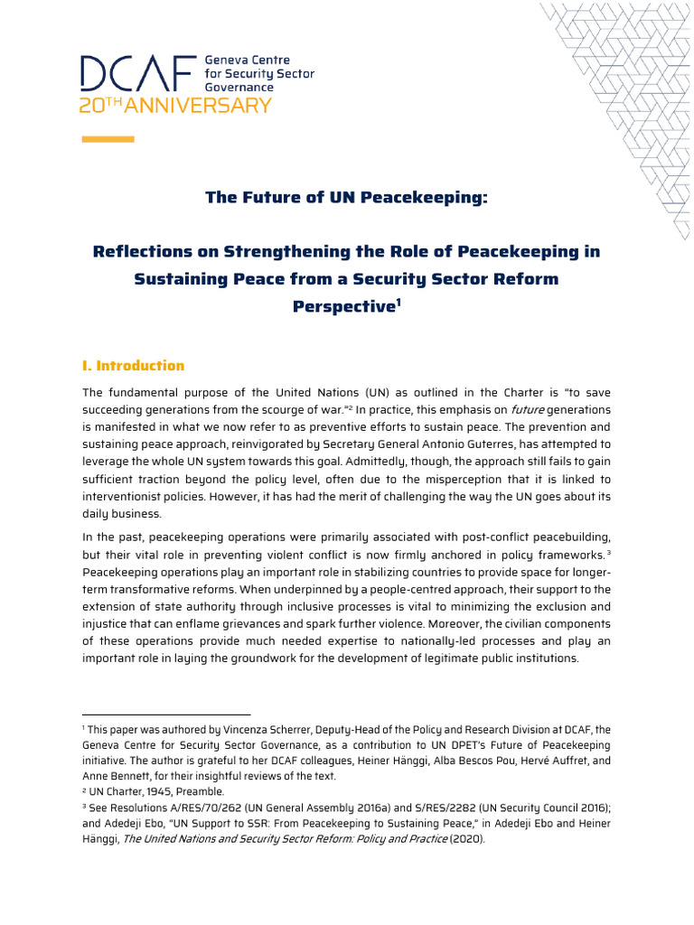 Dcaf Future of Un Peacekeeping From SSR Perspective | PDF ...