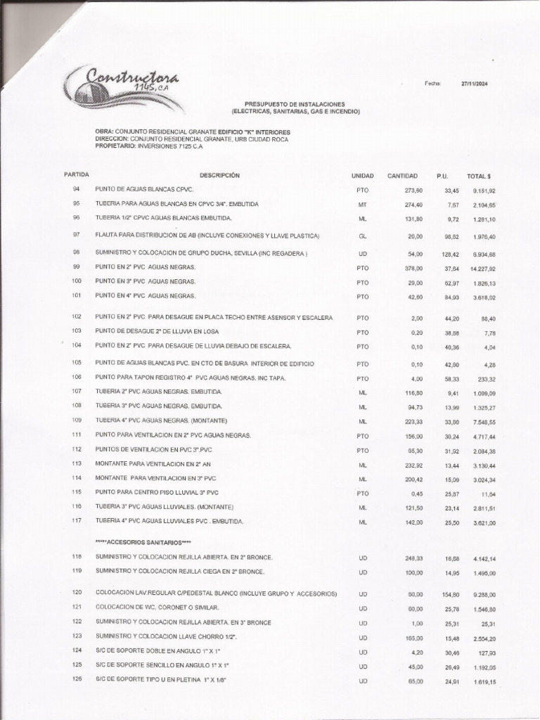 Constructora 1145 C.A. 4-1 | PDF