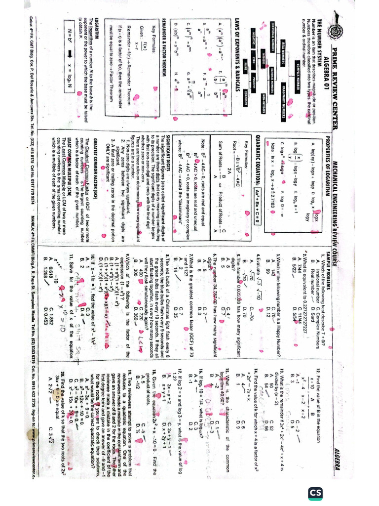 Algebra 01 | PDF