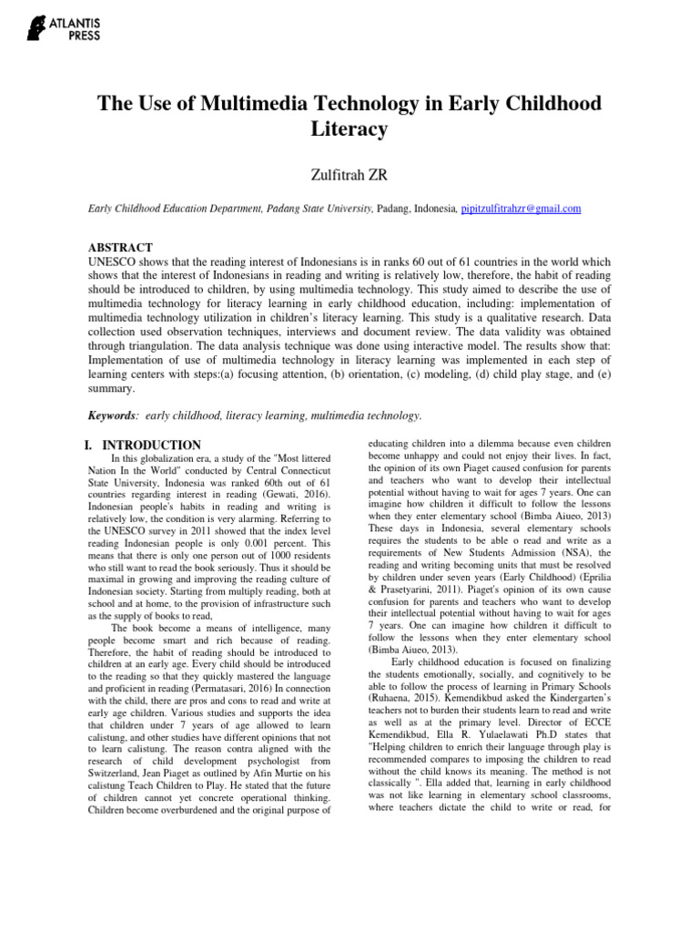 Multimedia in Early Childhood Literacy | PDF | Multimedia | Learning