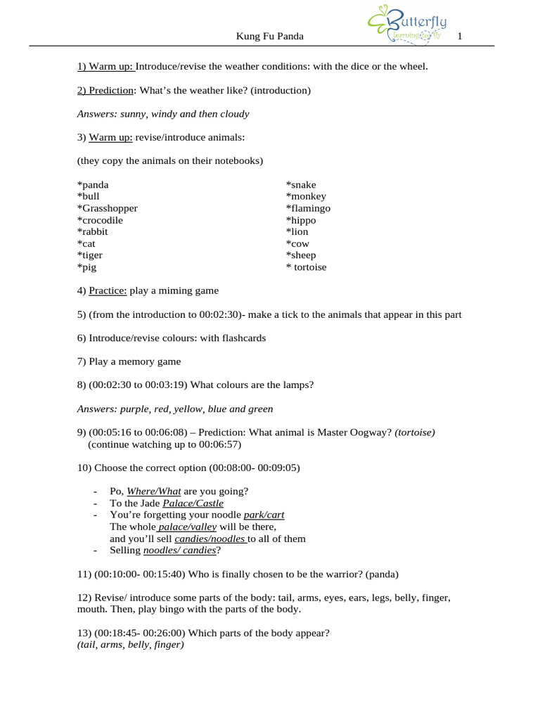 KUng Fu Panda Class | PDF