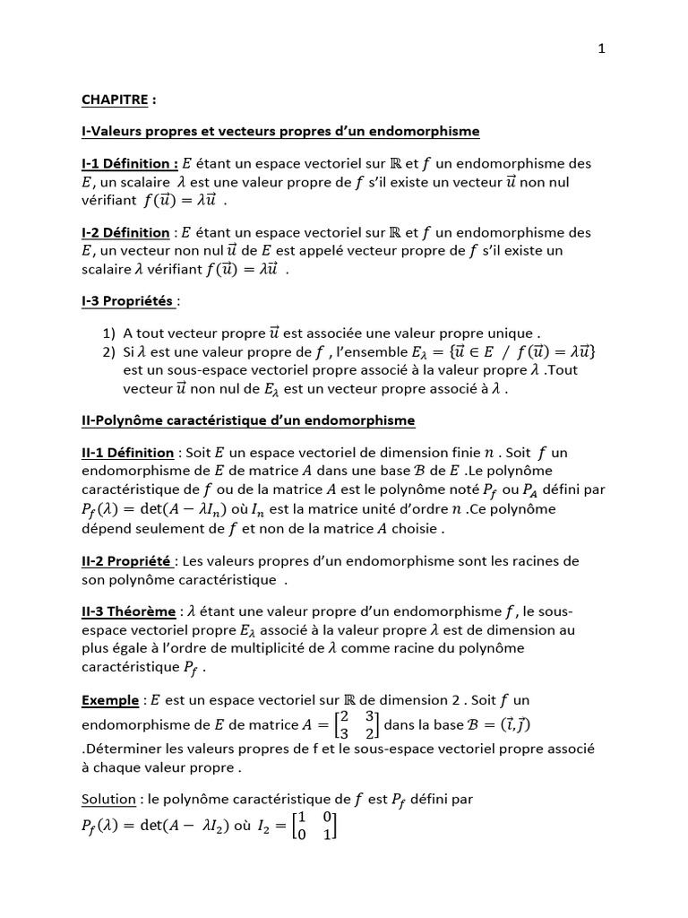 Valeurs et vecteurs propres d'une matrice PDF Valeur propre — free download