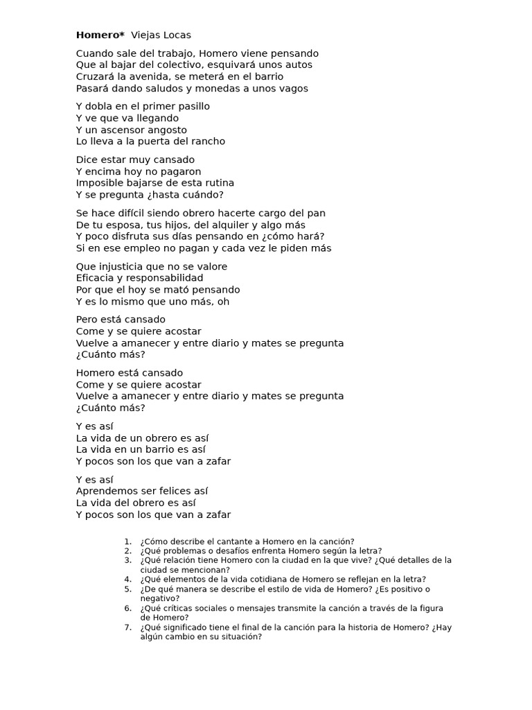 Homero Canción Viejas LOCAS | PDF