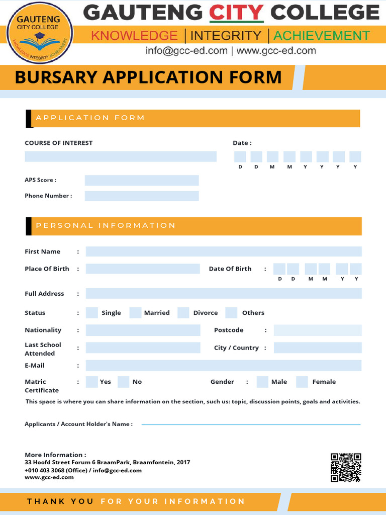 GCC Bursary Form | PDF