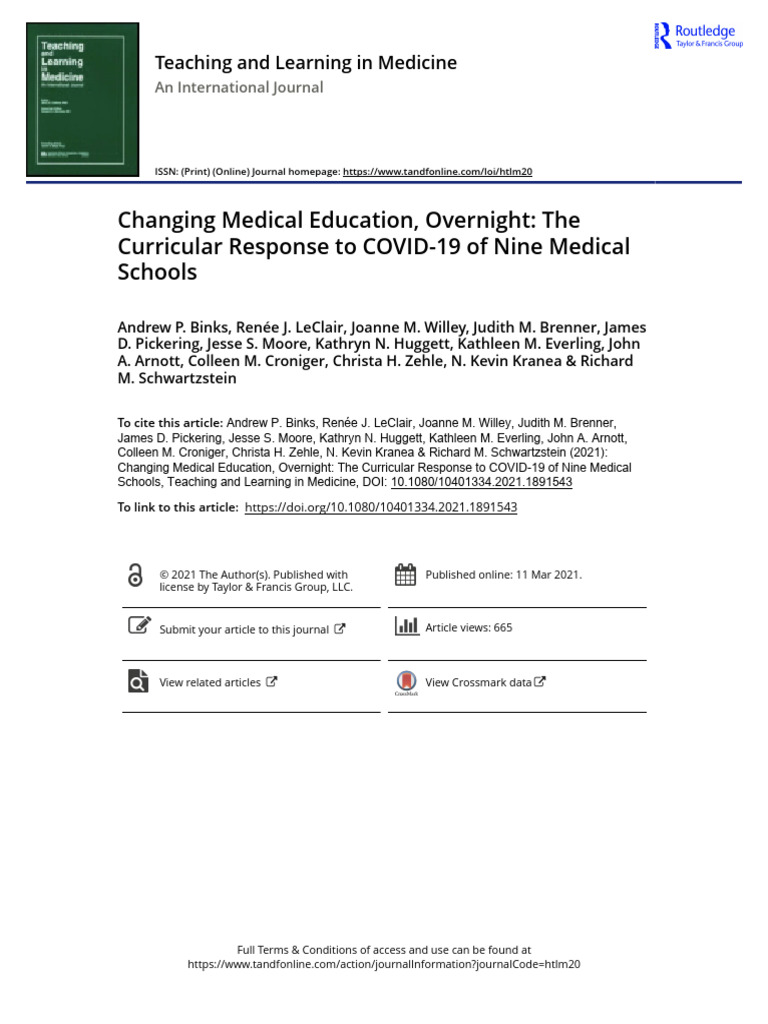 COVID-19's Impact on Medical Education | PDF | Educational Technology ...