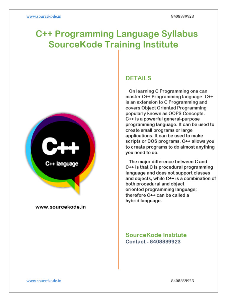 c Plus Syllabus | PDF | C++ | Class (Computer Programming)