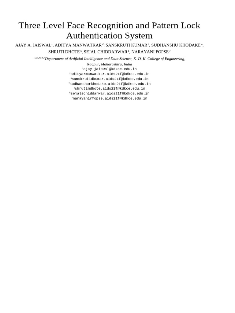 Three Level Authentication System | PDF | Security | Computer Security