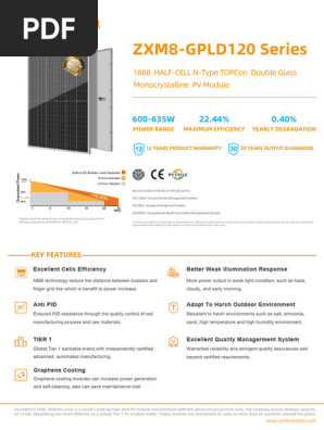 ZXM8-GPLD120 600-635W | PDF | Solar Panel | Photovoltaics