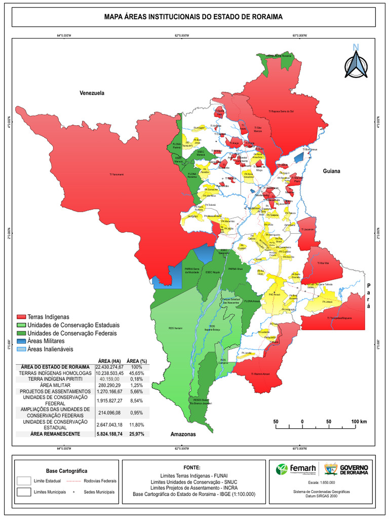 Mapa de Áreas Institucionais de Roraima | PDF | Brasil | Proteção ambiental