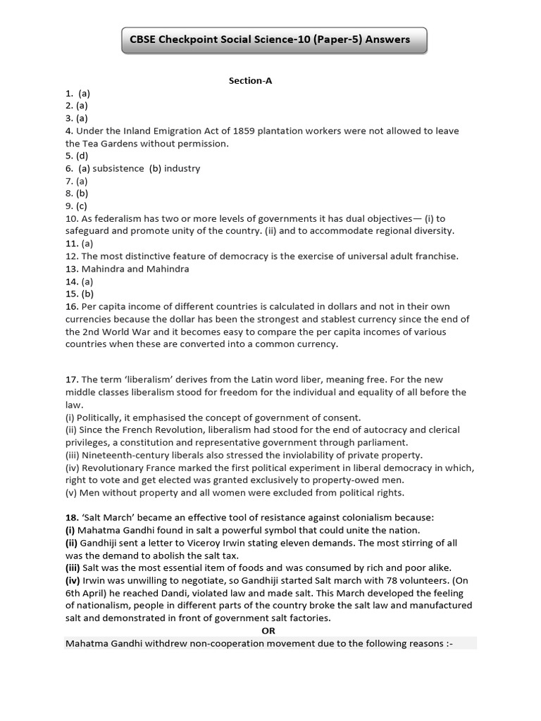 Cbse Checkpoint SST Sol Paper 05 | PDF | Loans | Credit