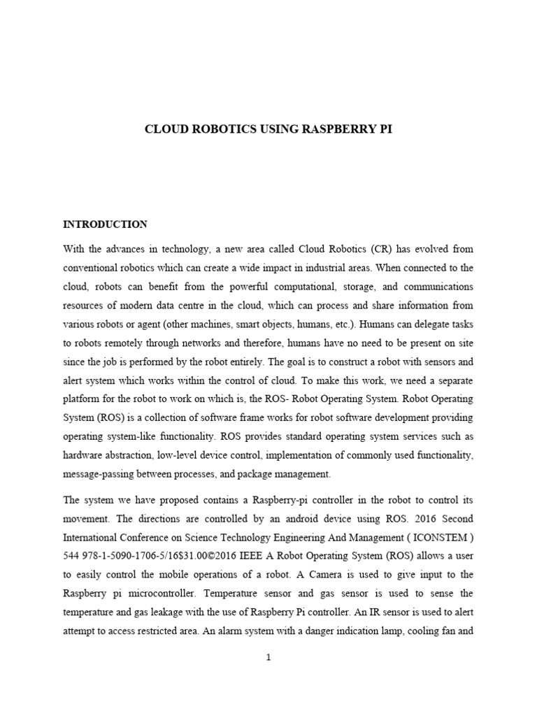 Cloud Robotics with Raspberry Pi Integration | PDF | Cloud Computing ...
