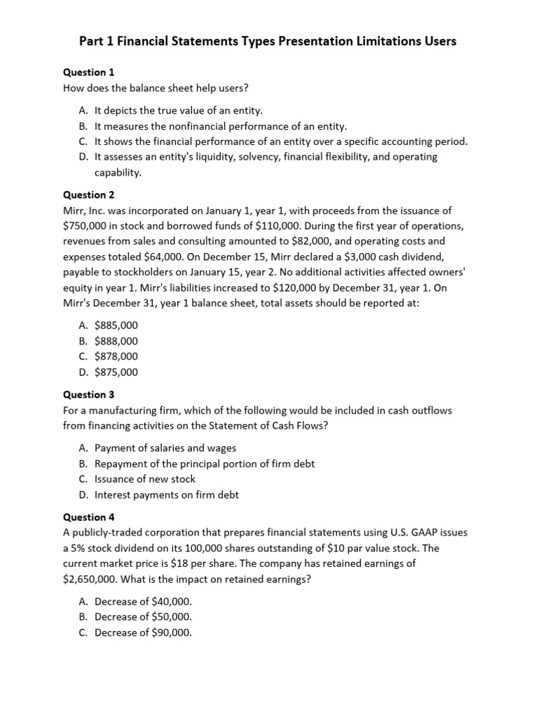 Financial Statement Analysis and Users | PDF | Equity (Finance ...
