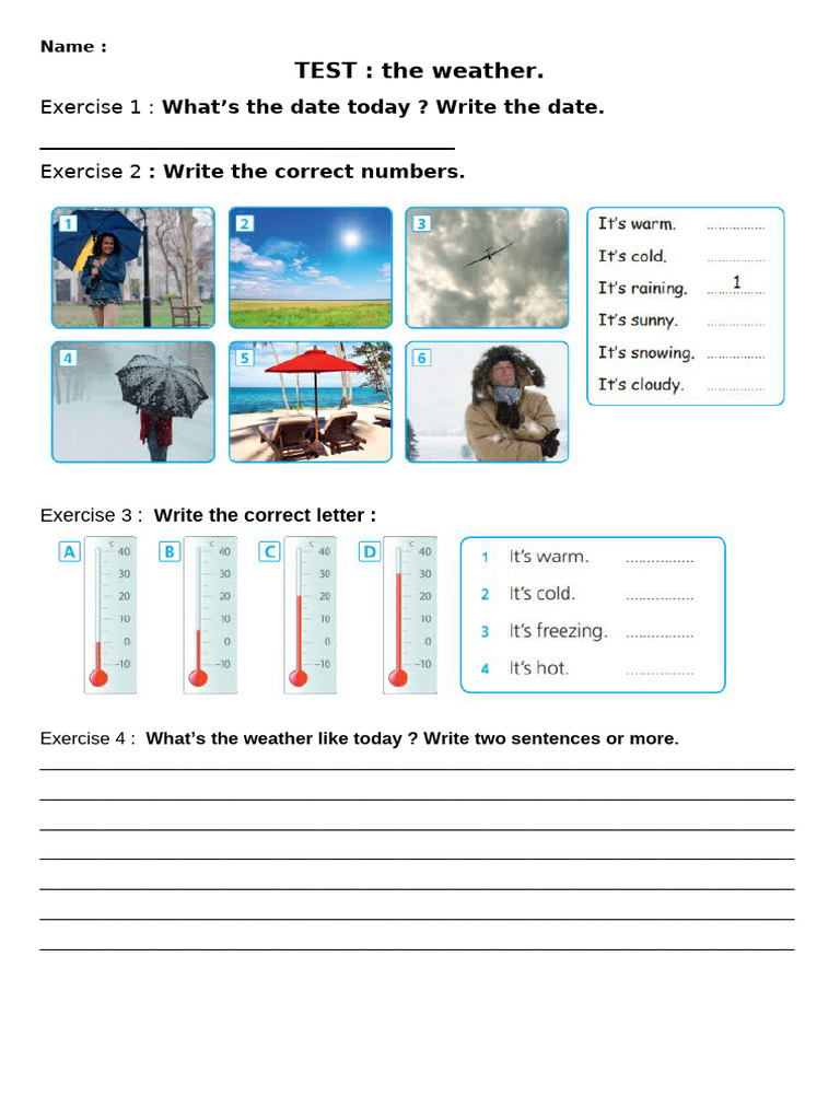 Weather Exercises for Students | PDF