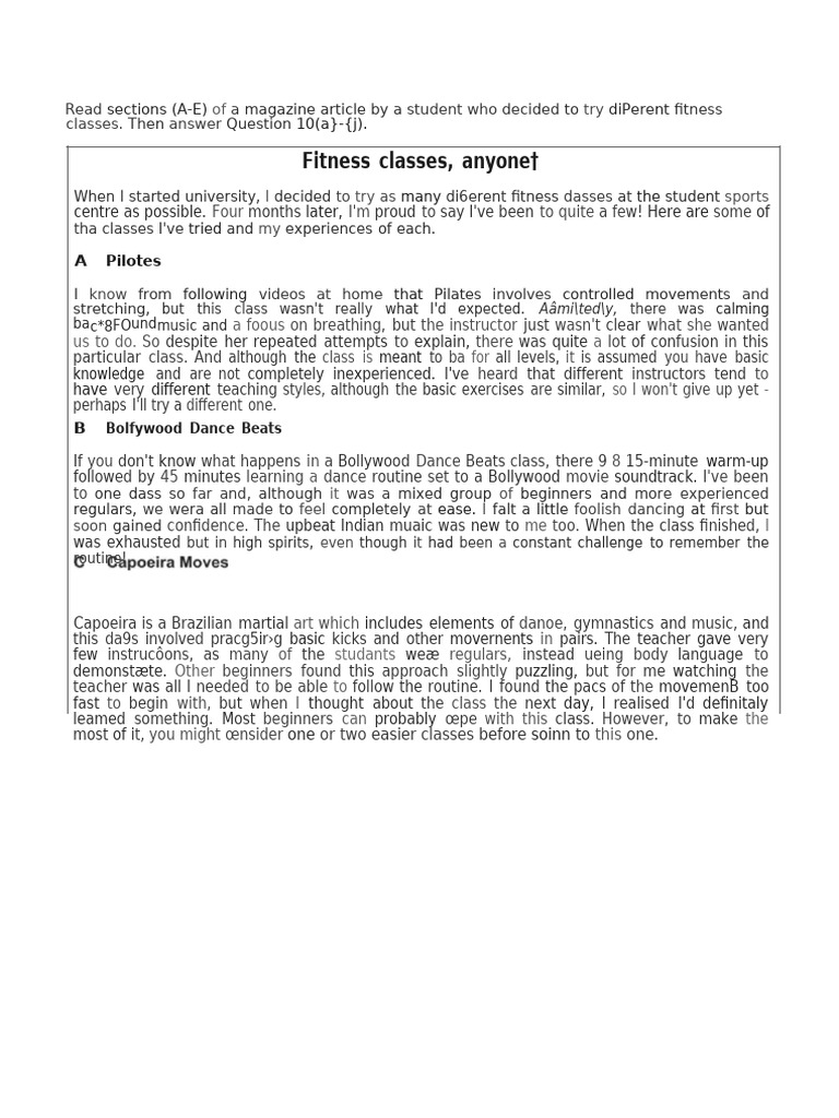 Fitness Class Experiences Reviewed | PDF | Pilates