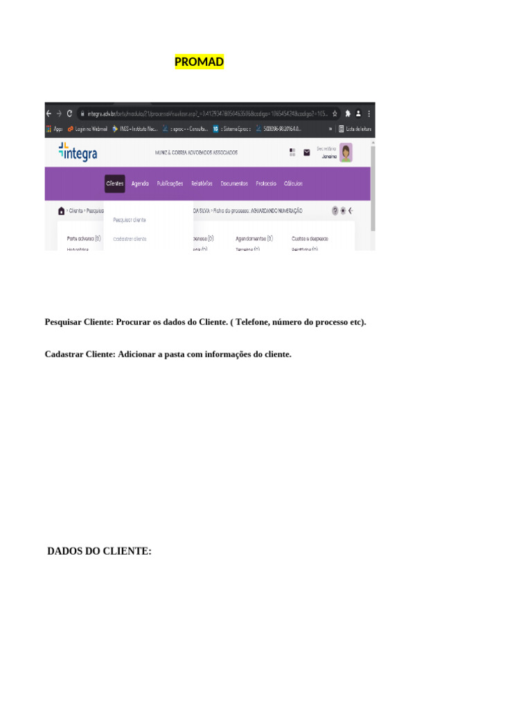Cadastro e Gestão de Clientes e Processos | PDF