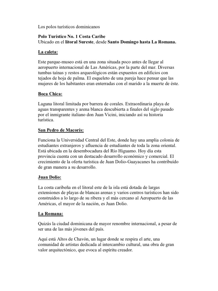 Polos Turísticos de República Dominicana | PDF | República Dominicana ...