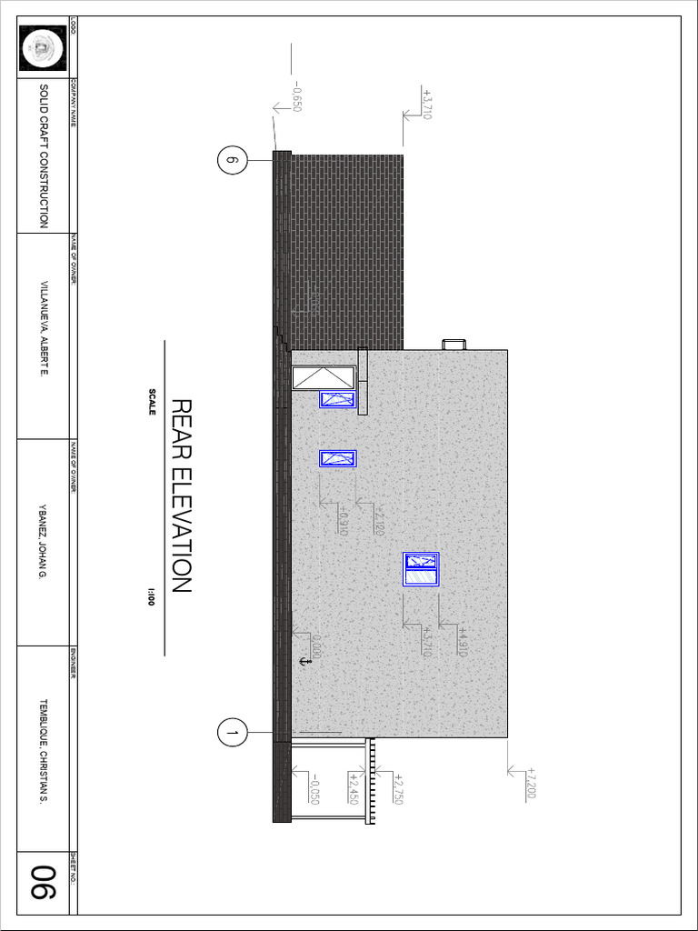 Rear Elevation Plan for Solid Craft Construction | PDF