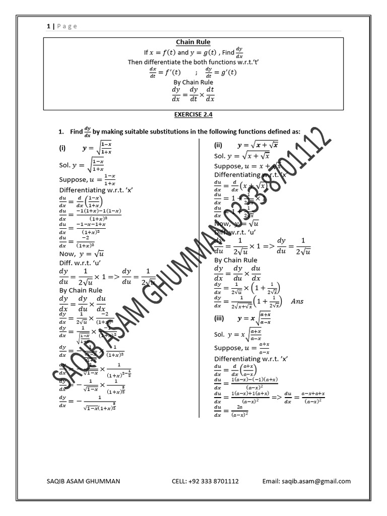 Differentiation Techniques and Examples | PDF | Mathematical Analysis ...