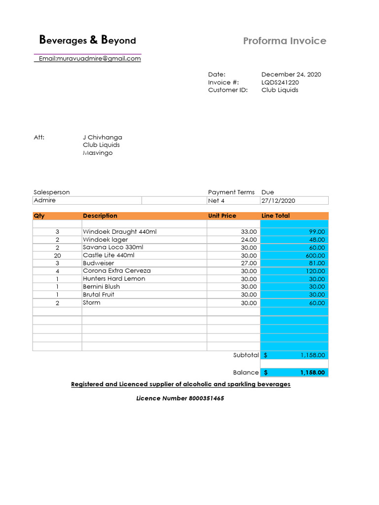 Club Liquids Invoice LQDS241220 | PDF