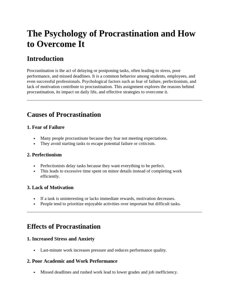 Overcoming Procrastination: Strategies & Insights | PDF