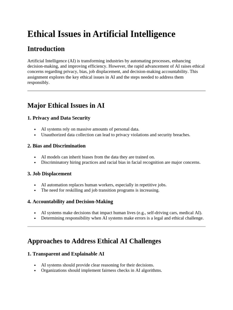 Ethical Issues In Artificial Intelligence Pdf