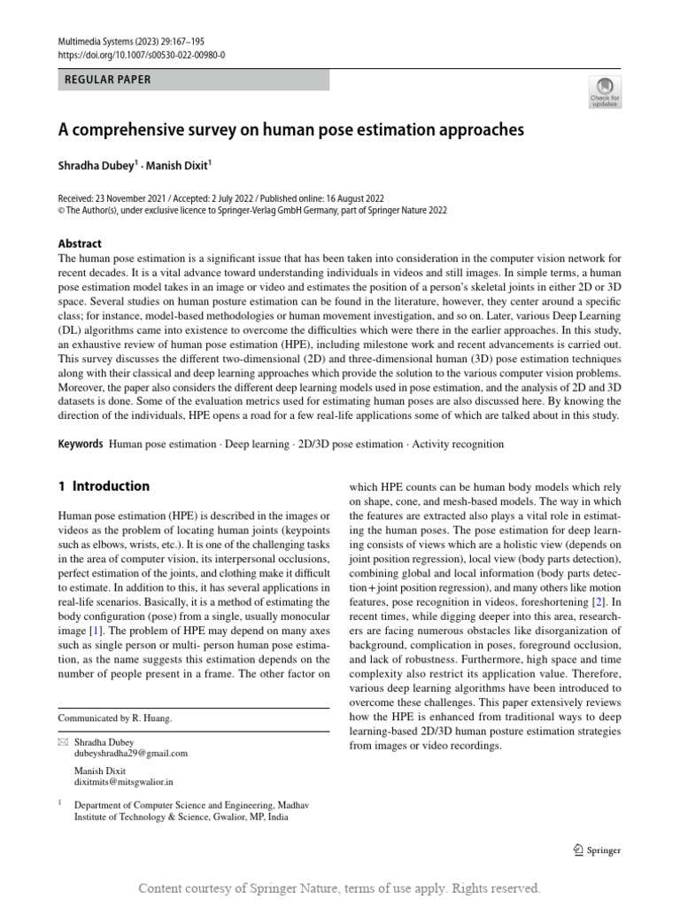 Comprehensive Survey on Human Pose Estimation | PDF | Deep Learning ...