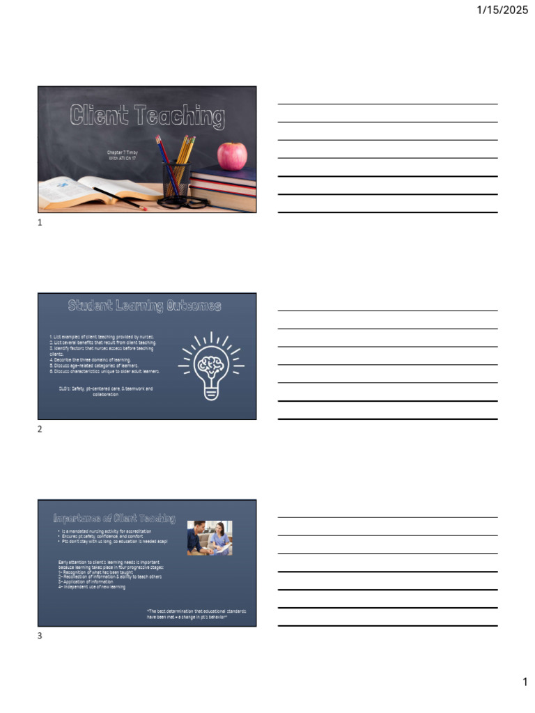 Client Teaching in Nursing Education | PDF | Learning | Cognition