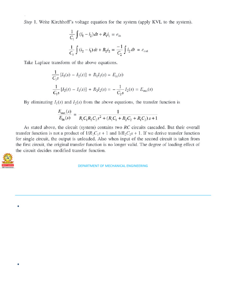 Transfer Functions of Electrical Elements | PDF