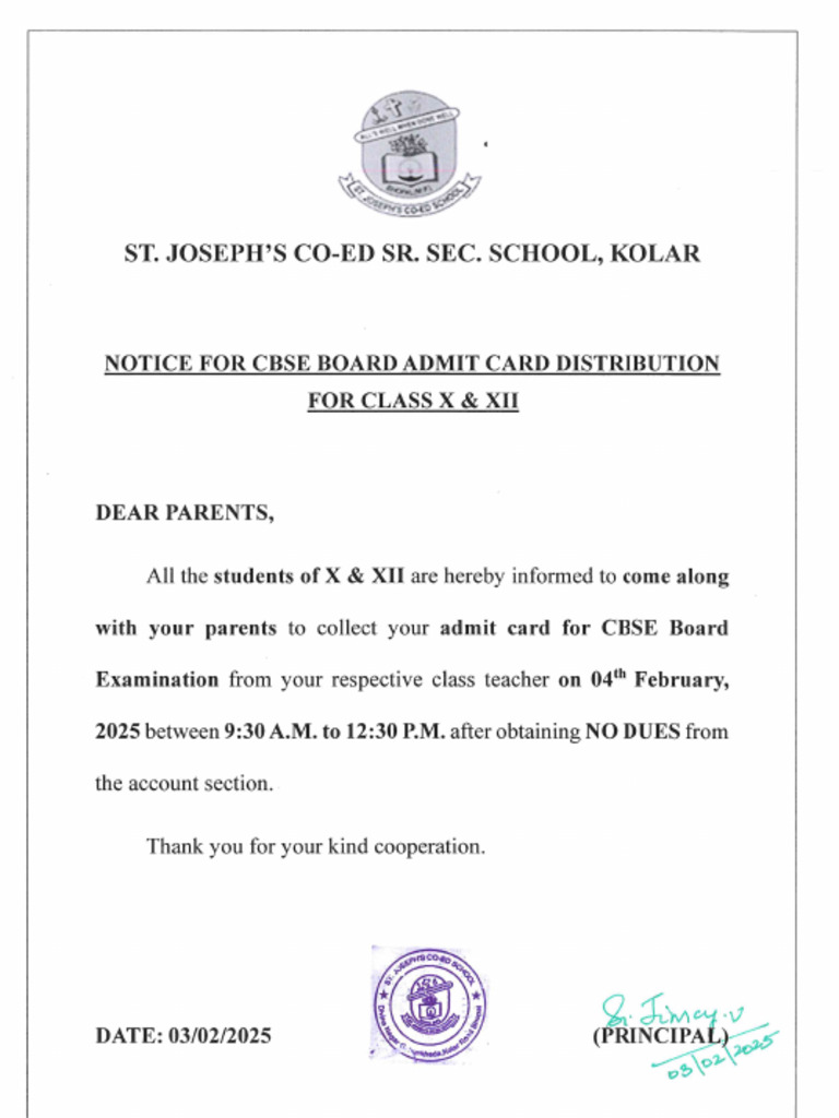Notice For CBSE Board Amit Card | PDF