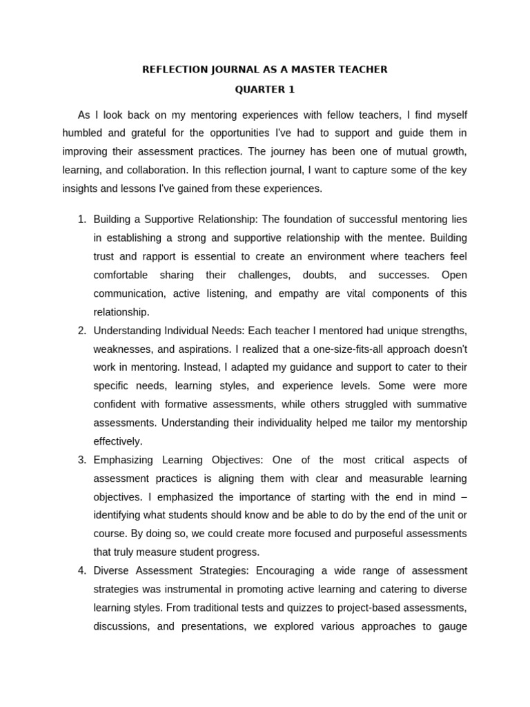 Mentoring Insights for Effective Assessment | PDF | Mentorship | Learning