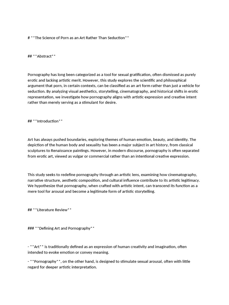 Pornography as Artistic Expressio…