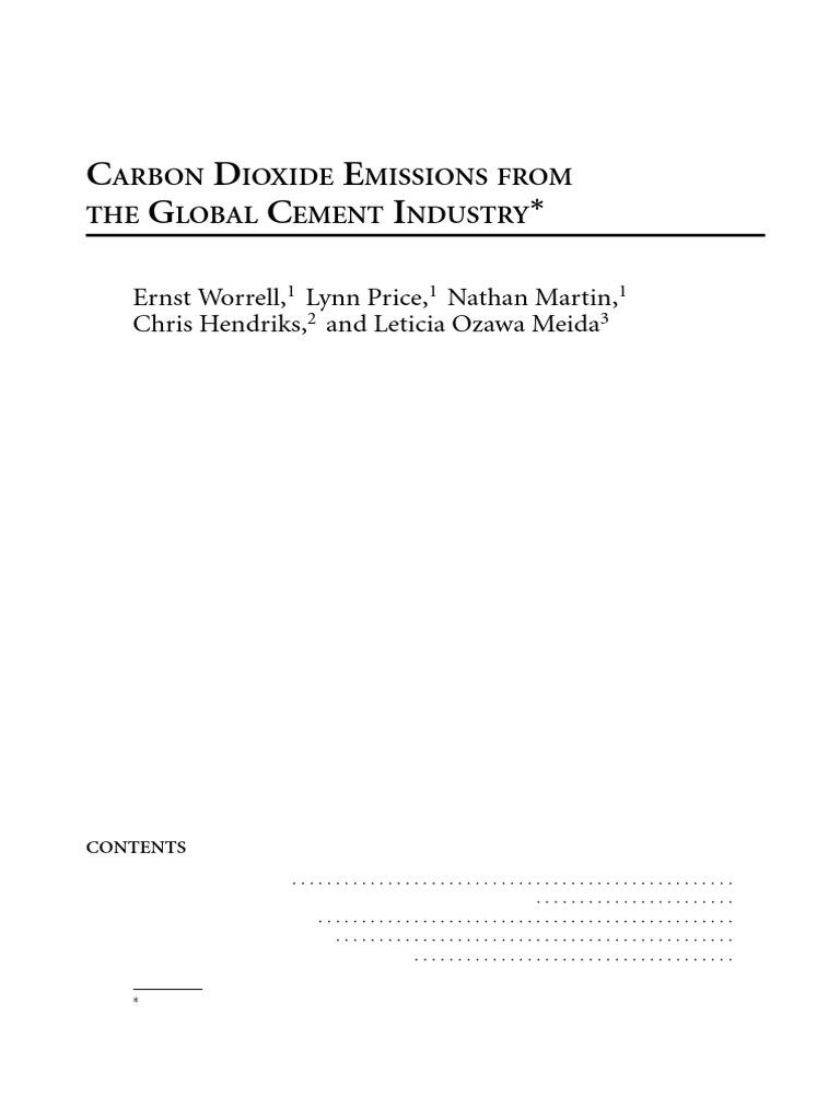 Carbon Dioxide Emissions From The Global Cement Industry | PDF | Cement ...