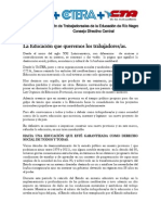 La Educación Que Queremos Los Trabajadores y Las Trabajadoras