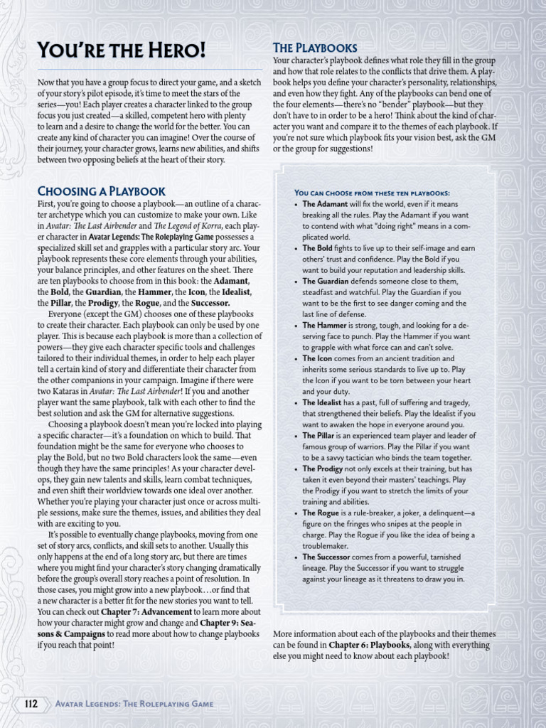 Character Creation in Avatar Legends | PDF