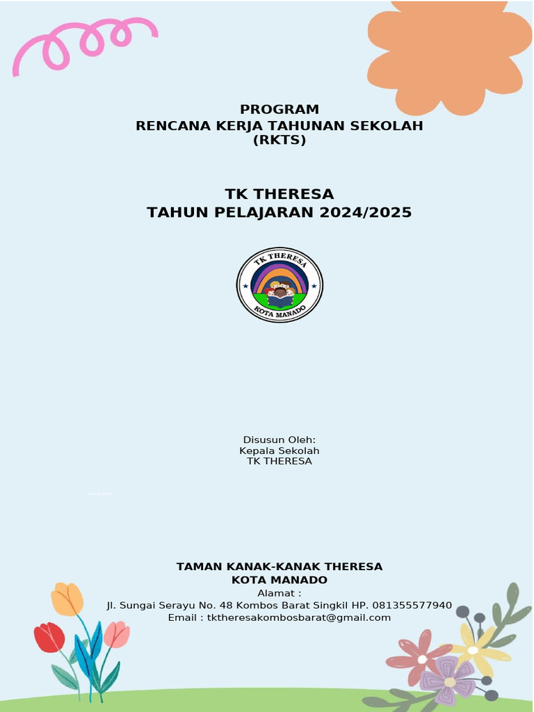 Rencana Kerja Tahunan TK Theresa 2024 | PDF
