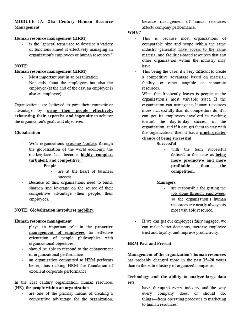 21st Century HRM for Competitive Advantage | PDF | Human Resource ...