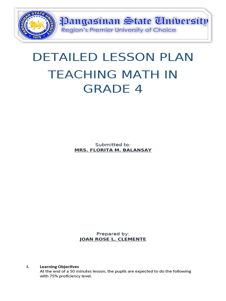 Grade 4 Math Lesson Plan: Numbers to 10,000 | PDF | Teachers | Lesson Plan