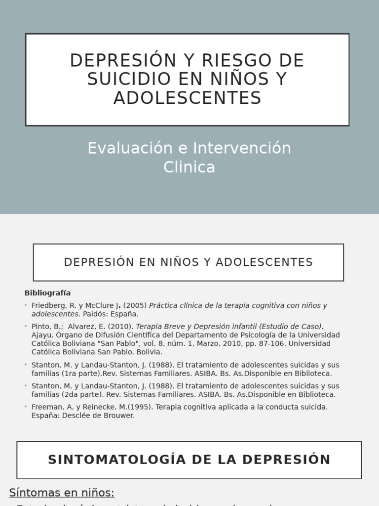 Depresión y Suicidio en Niños y Adolescentes | PDF | Depresión (estado ...