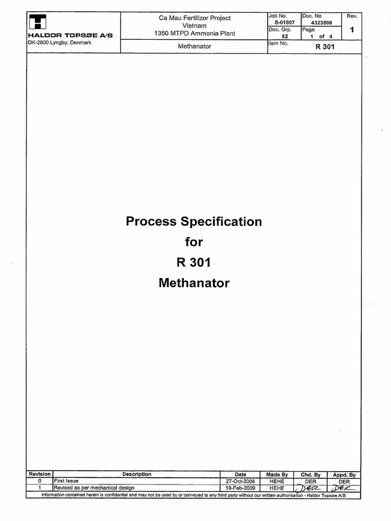 R301 Methanator Rev 1 | PDF