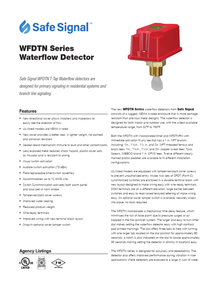 Safe Signal WFDTN Series Datasheet Wfds880 | PDF | Switch | Fire ...