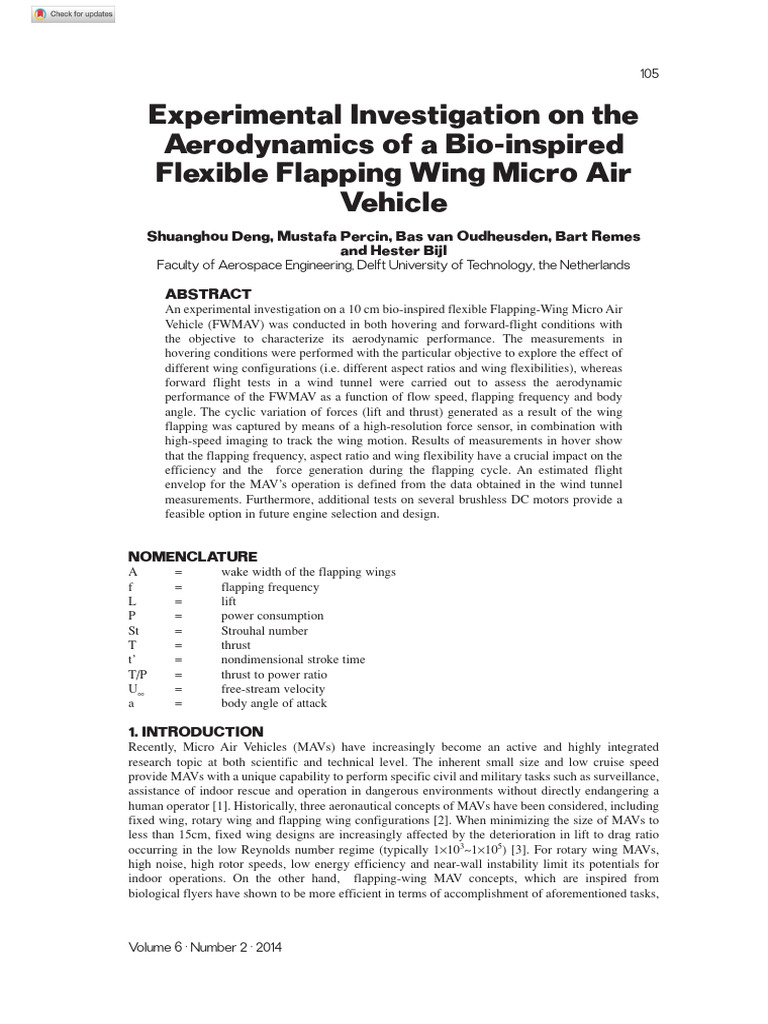 Aerodynamics of Flexible Flapping MAV | PDF | Flight | Aerospace ...