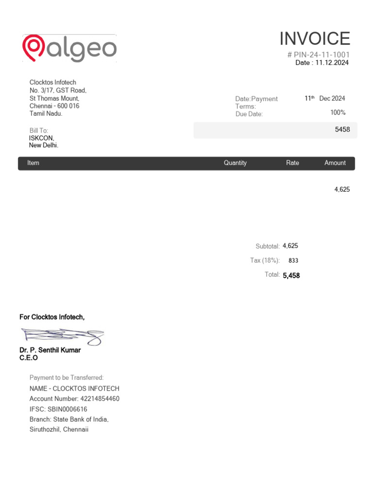 Palgeo invoice pdf